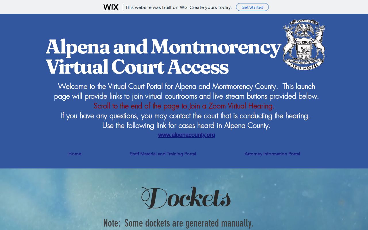 Montmorency County court schedule virtual court docket links and manual docket notice