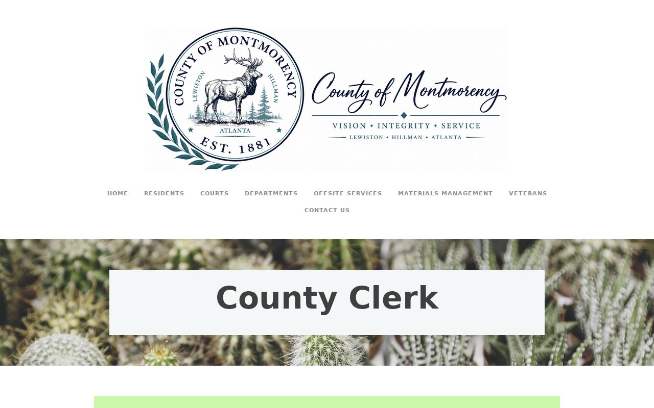 Montmorency County court case records County Clerk office page