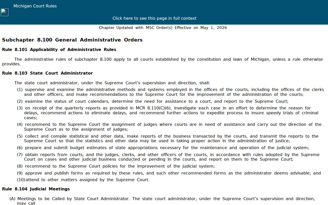 Montmorency County court case records public access rule MCR 8.119