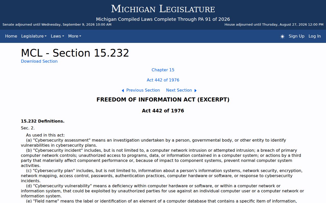 Montmorency County traffic court records Michigan FOIA definition source